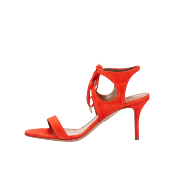 Aquazzura Shoes - Aquazurra Collette 75 Heels Sandals Womens 37 7 Orange Clementine Suede Open Toe